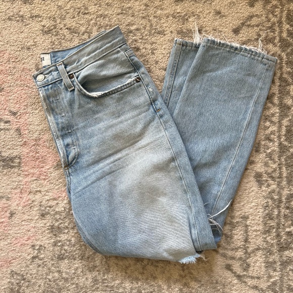 Agolde Riley High Rise Straight Crop Jeans in Clear Skies - Picture 1 of 8